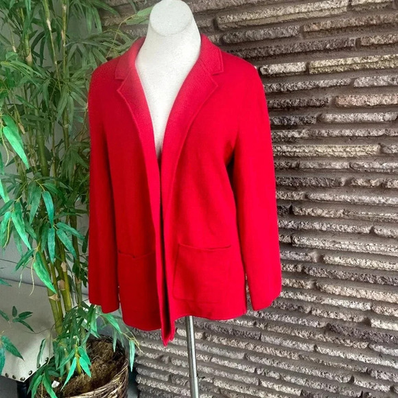 Talbots Red Wool Blend Open Drape Cardigan Sweater Size XL - Picture 1 of 7